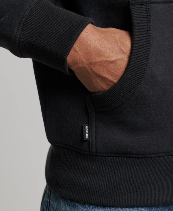 Superdry Hommes sweat à capuche zippé en coton bio avec logo vintage brodé D64Z516 vêtements noir