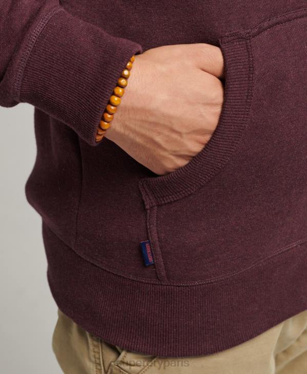 Superdry Hommes sweat à capuche zippé en coton bio avec logo vintage brodé D64Z551 vêtements rouge