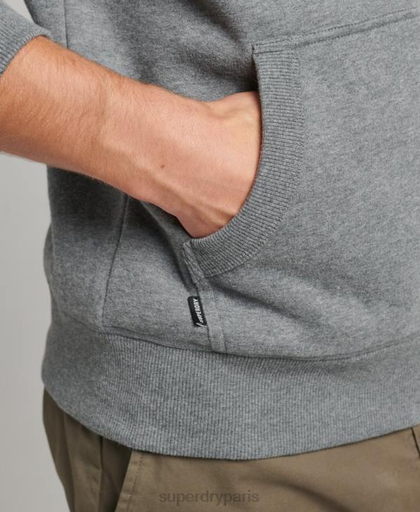 Superdry Hommes sweat à capuche zippé en coton bio avec logo vintage brodé D64Z577 vêtements gris