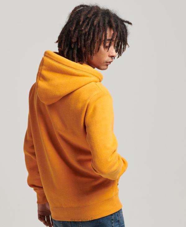 Superdry Hommes sweat à capuche zippé en coton bio avec logo vintage brodé D64Z580 vêtements jaune