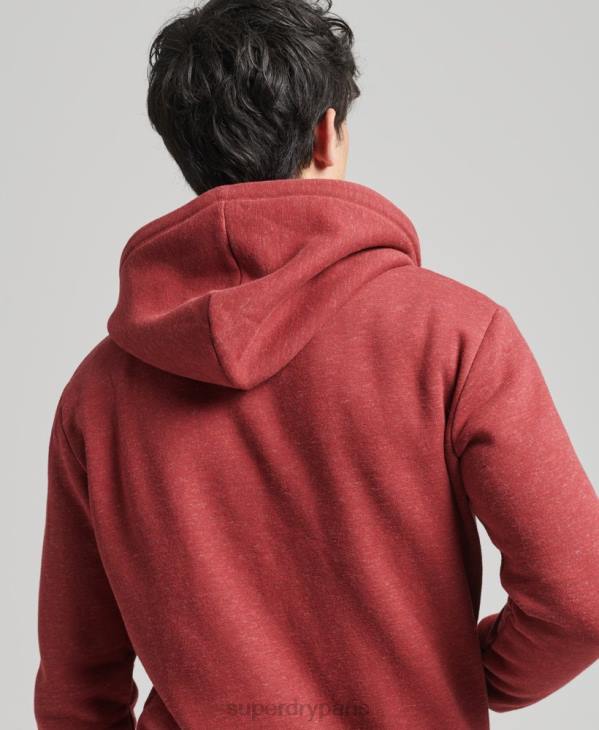 Superdry Hommes sweat à capuche zippé en coton bio avec logo vintage brodé D64Z596 vêtements rouge