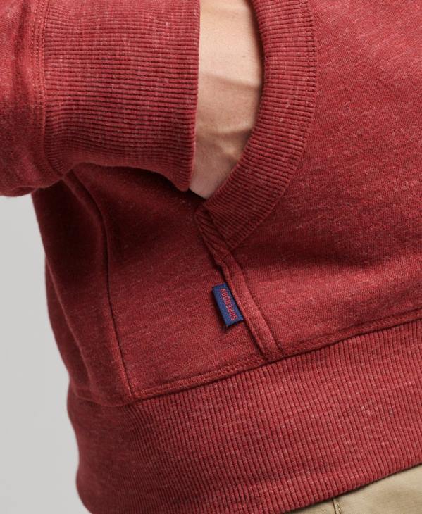 Superdry Hommes sweat à capuche zippé en coton bio avec logo vintage brodé D64Z596 vêtements rouge