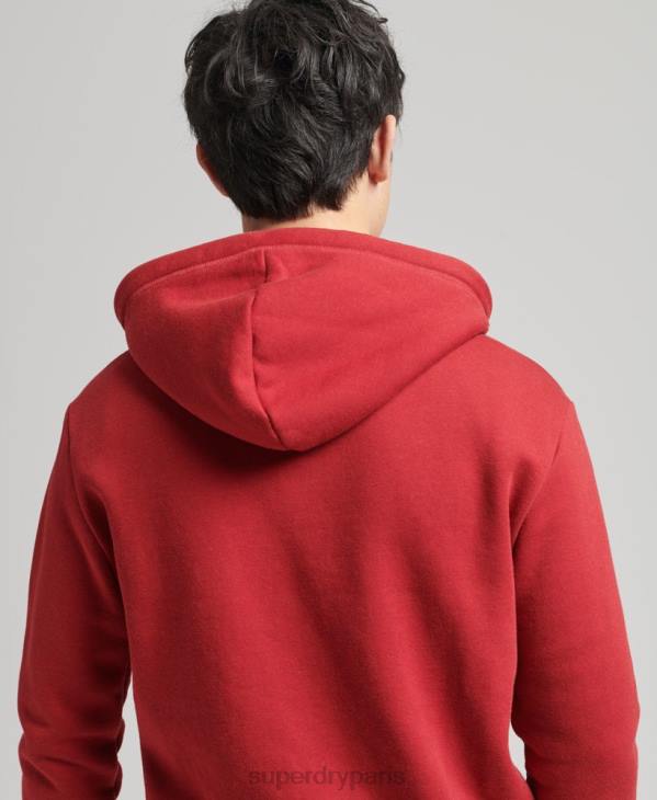 Superdry Hommes sweat à capuche zippé en coton bio avec logo vintage brodé D64Z628 vêtements rouge