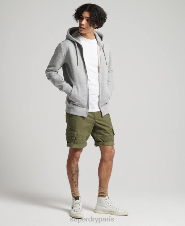 Superdry Hommes sweat à capuche zippé en coton bio avec logo vintage brodé D64Z640 vêtements gris