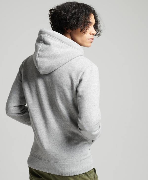 Superdry Hommes sweat à capuche zippé en coton bio avec logo vintage brodé D64Z640 vêtements gris