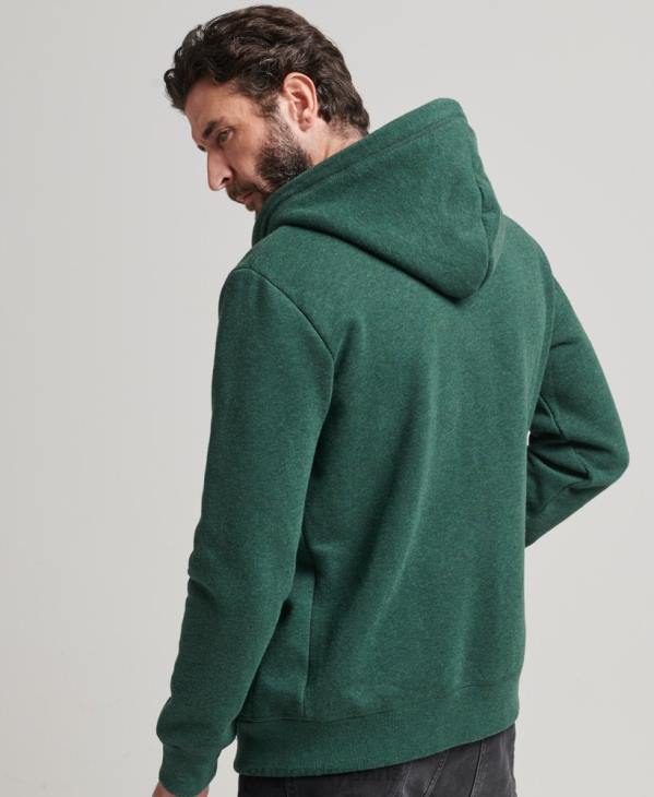 Superdry Hommes sweat à capuche zippé en coton bio avec logo vintage brodé D64Z710 vêtements vert