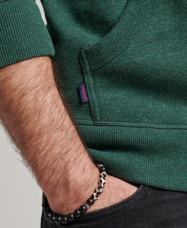 Superdry Hommes sweat à capuche zippé en coton bio avec logo vintage brodé D64Z710 vêtements vert