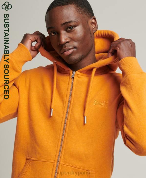 Superdry Hommes sweat à capuche zippé en coton bio à logo vintage D64Z624 vêtements jaune