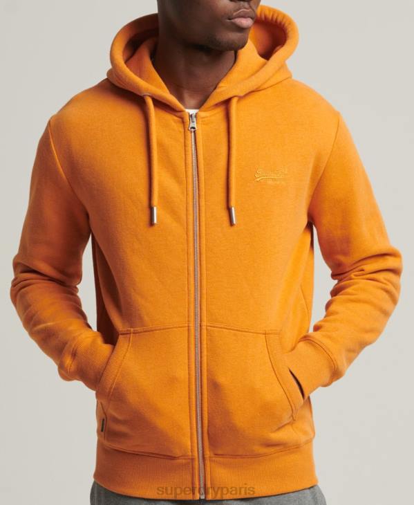 Superdry Hommes sweat à capuche zippé en coton bio à logo vintage D64Z624 vêtements jaune