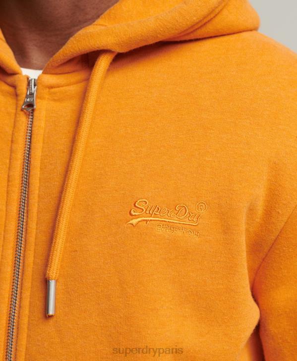 Superdry Hommes sweat à capuche zippé en coton bio à logo vintage D64Z624 vêtements jaune