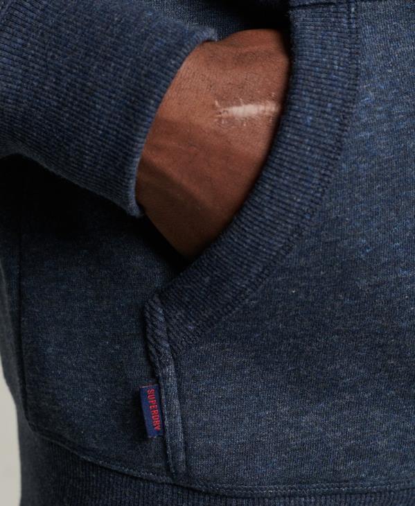 Superdry Hommes sweat à capuche zippé en coton bio à logo vintage D64Z669 vêtements marine