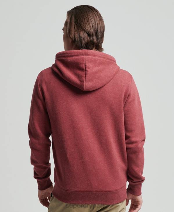 Superdry Hommes sweat à capuche zippé en coton bio à logo vintage D64Z712 vêtements rouge
