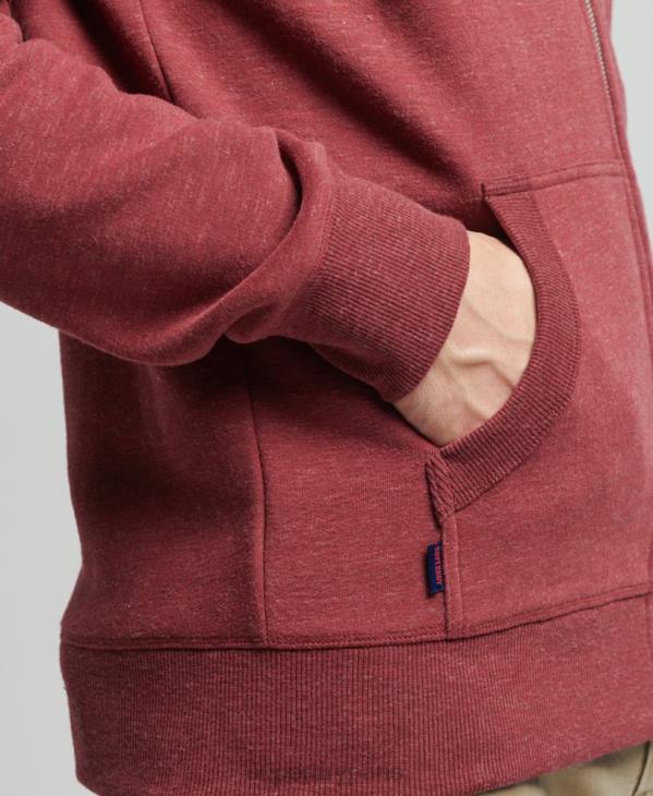 Superdry Hommes sweat à capuche zippé en coton bio à logo vintage D64Z712 vêtements rouge