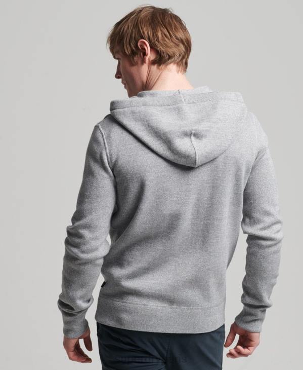 Superdry Hommes sweat à capuche zippé essentiel en coton bio D64Z5257 vêtements gris