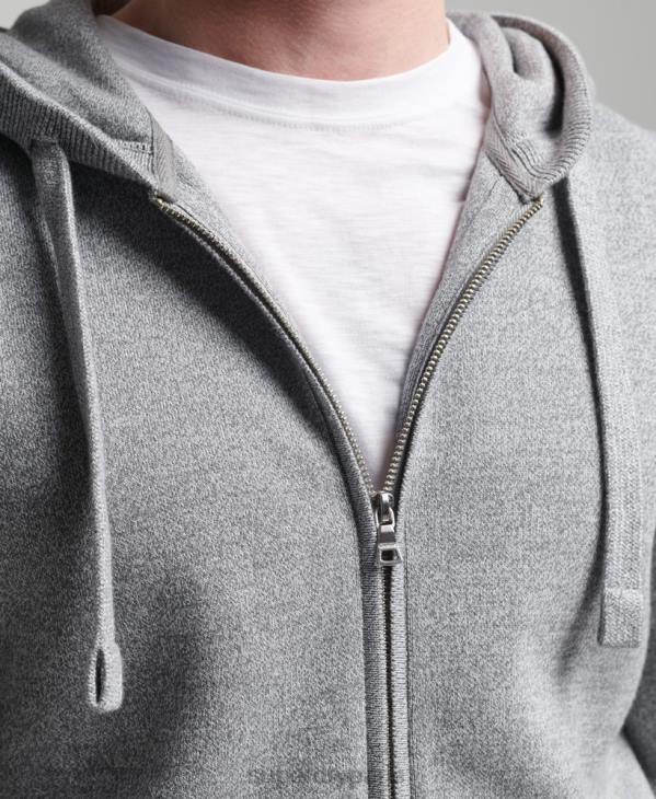 Superdry Hommes sweat à capuche zippé essentiel en coton bio D64Z5257 vêtements gris