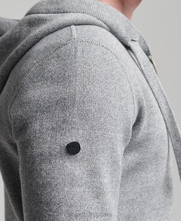 Superdry Hommes sweat à capuche zippé essentiel en coton bio D64Z5257 vêtements gris