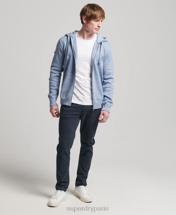 Superdry Hommes sweat à capuche zippé essentiel en coton bio D64Z5260 vêtements bleu foncé