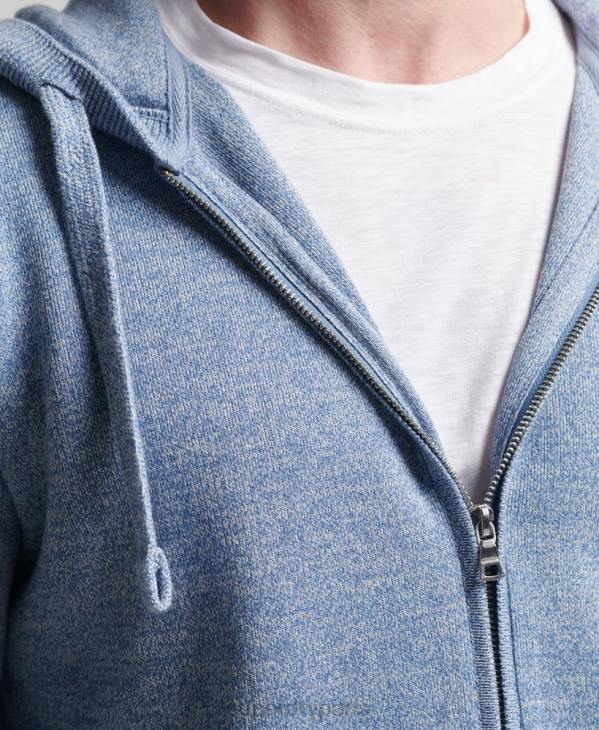 Superdry Hommes sweat à capuche zippé essentiel en coton bio D64Z5260 vêtements bleu foncé
