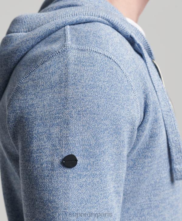 Superdry Hommes sweat à capuche zippé essentiel en coton bio D64Z5260 vêtements bleu foncé