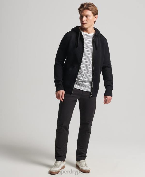 Superdry Hommes sweat à capuche zippé essentiel en coton bio D64Z5262 vêtements noir