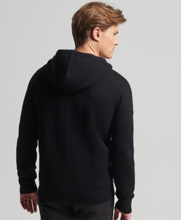 Superdry Hommes sweat à capuche zippé essentiel en coton bio D64Z5262 vêtements noir