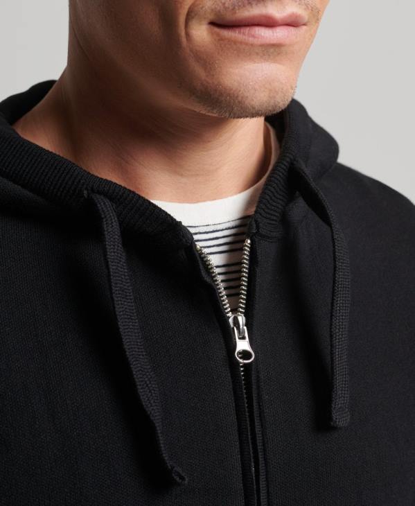 Superdry Hommes sweat à capuche zippé essentiel en coton bio D64Z5262 vêtements noir