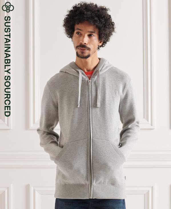 Superdry Hommes sweat à capuche zippé essentiel en coton bio D64Z5299 vêtements gris clair