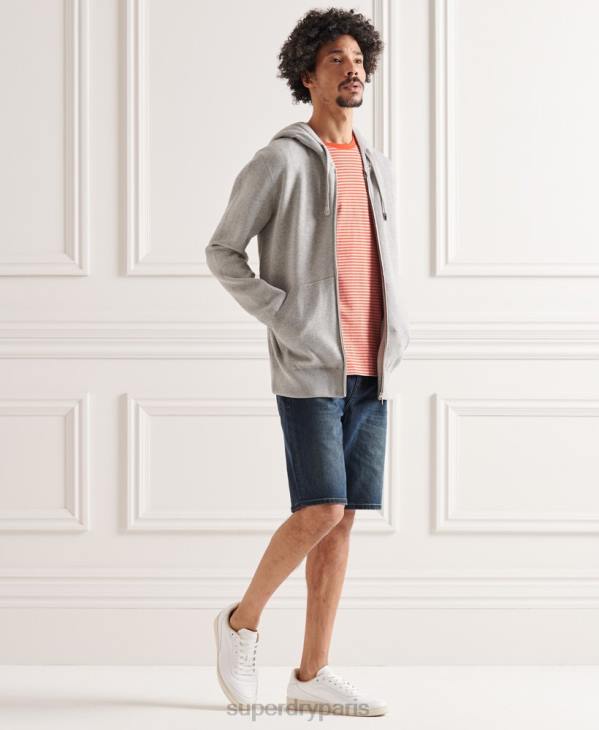 Superdry Hommes sweat à capuche zippé essentiel en coton bio D64Z5299 vêtements gris clair