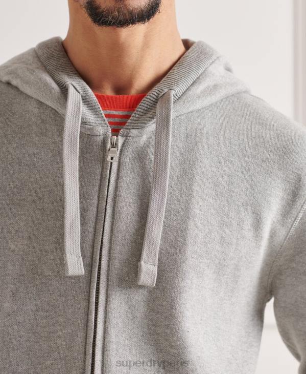 Superdry Hommes sweat à capuche zippé essentiel en coton bio D64Z5299 vêtements gris clair