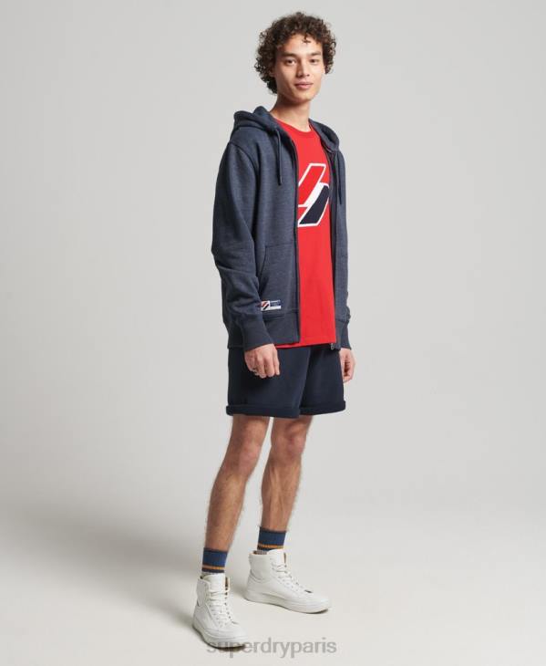 Superdry Hommes sweat à capuche zippé essentiel en coton biologique D64Z5190 vêtements marine