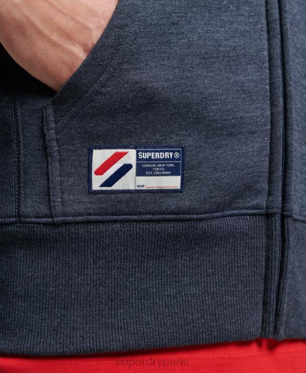 Superdry Hommes sweat à capuche zippé essentiel en coton biologique D64Z5190 vêtements marine