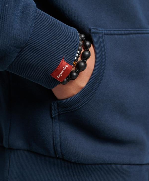 Superdry Hommes sweat à capuche zippé fluo à logo vintage D64Z456 vêtements marine
