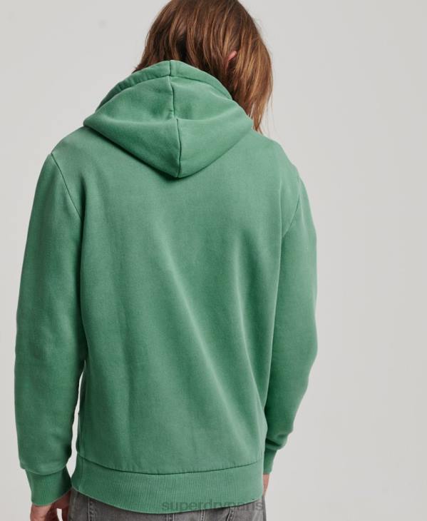Superdry Hommes sweat à capuche zippé fluo à logo vintage D64Z462 vêtements vert