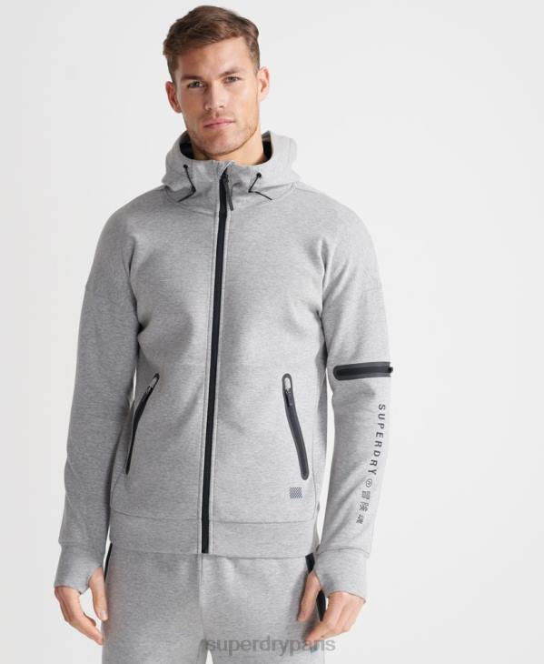 Superdry Hommes sweat à capuche zippé gymtech D64Z5176 vêtements gris
