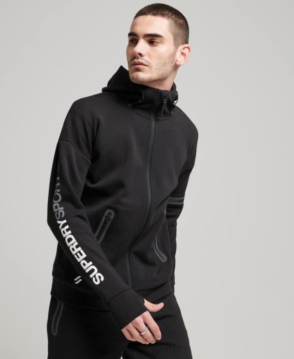 Superdry Hommes sweat à capuche zippé gymtech D64Z562 vêtements noir