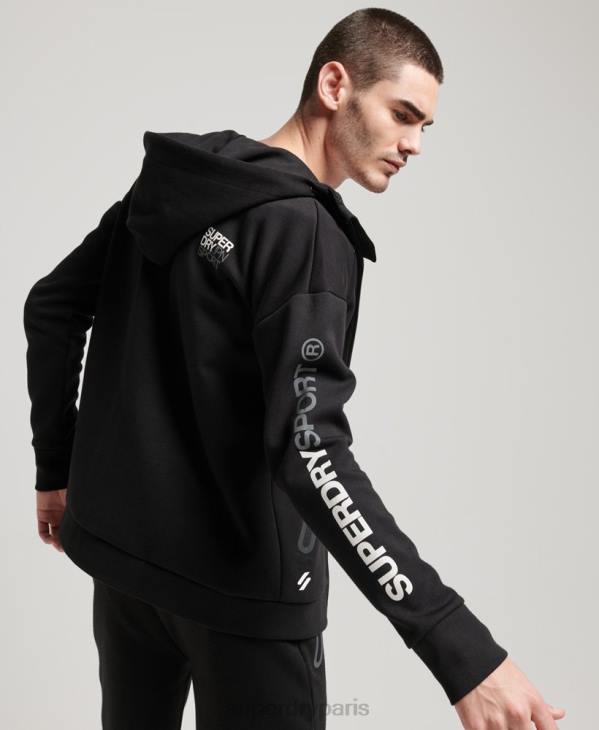 Superdry Hommes sweat à capuche zippé gymtech D64Z562 vêtements noir