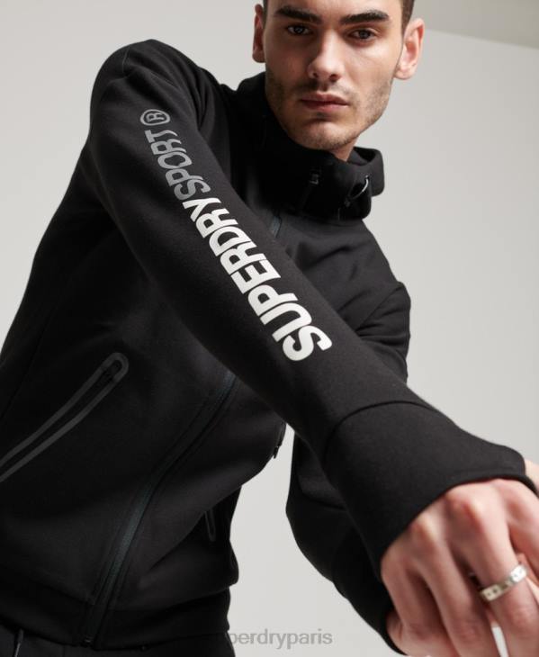 Superdry Hommes sweat à capuche zippé gymtech D64Z562 vêtements noir
