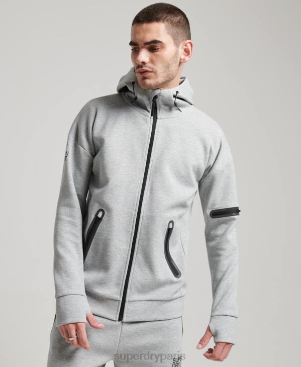 Superdry Hommes sweat à capuche zippé gymtech D64Z677 vêtements gris