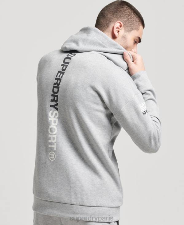 Superdry Hommes sweat à capuche zippé gymtech D64Z677 vêtements gris