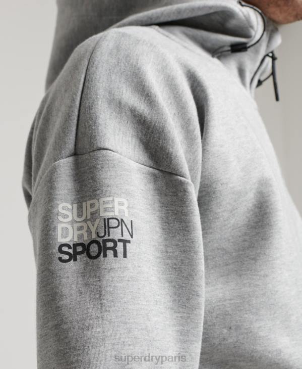 Superdry Hommes sweat à capuche zippé gymtech D64Z677 vêtements gris