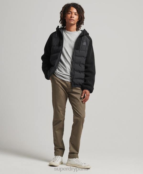 Superdry Hommes sweat à capuche zippé hybride en polaire de montagne D64Z5015 vêtements noir