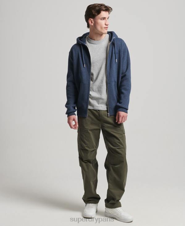Superdry Hommes sweat à capuche zippé à logo brodé D64Z459 vêtements marine