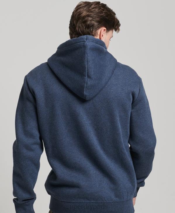 Superdry Hommes sweat à capuche zippé à logo brodé D64Z459 vêtements marine