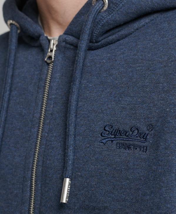 Superdry Hommes sweat à capuche zippé à logo brodé D64Z459 vêtements marine