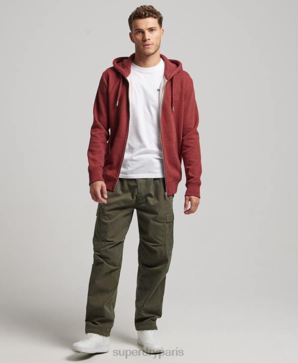 Superdry Hommes sweat à capuche zippé à logo brodé D64Z469 vêtements rouge