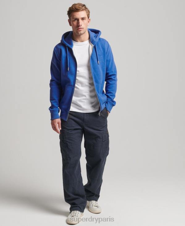 Superdry Hommes sweat à capuche zippé à logo brodé D64Z494 vêtements bleu