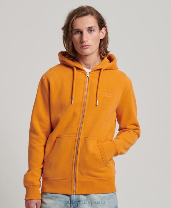 Superdry Hommes sweat à capuche zippé à logo brodé D64Z617 vêtements jaune