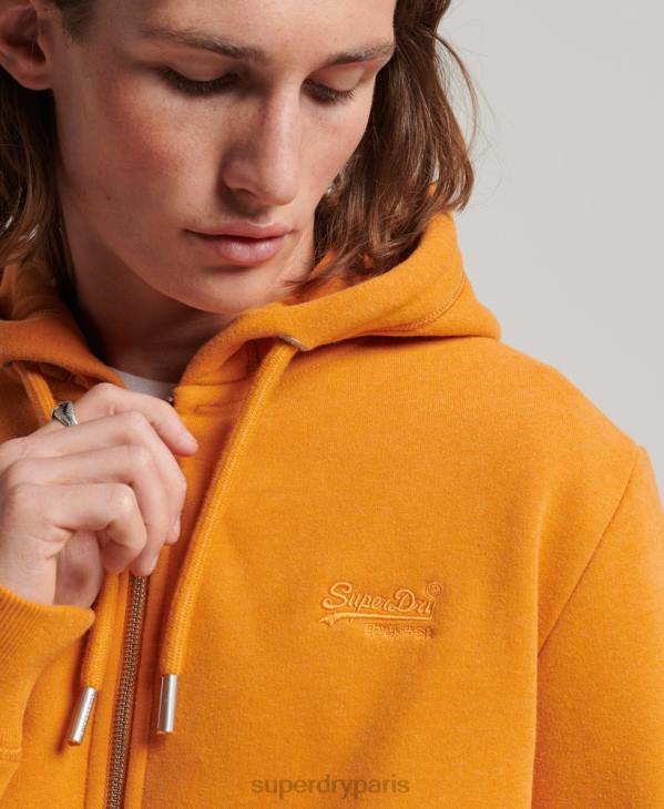 Superdry Hommes sweat à capuche zippé à logo brodé D64Z617 vêtements jaune