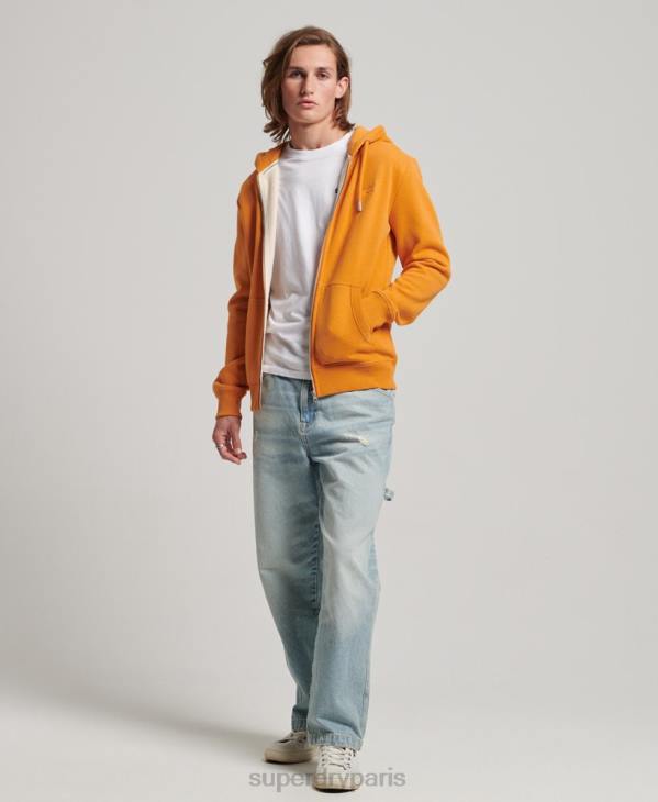 Superdry Hommes sweat à capuche zippé à logo brodé D64Z617 vêtements jaune