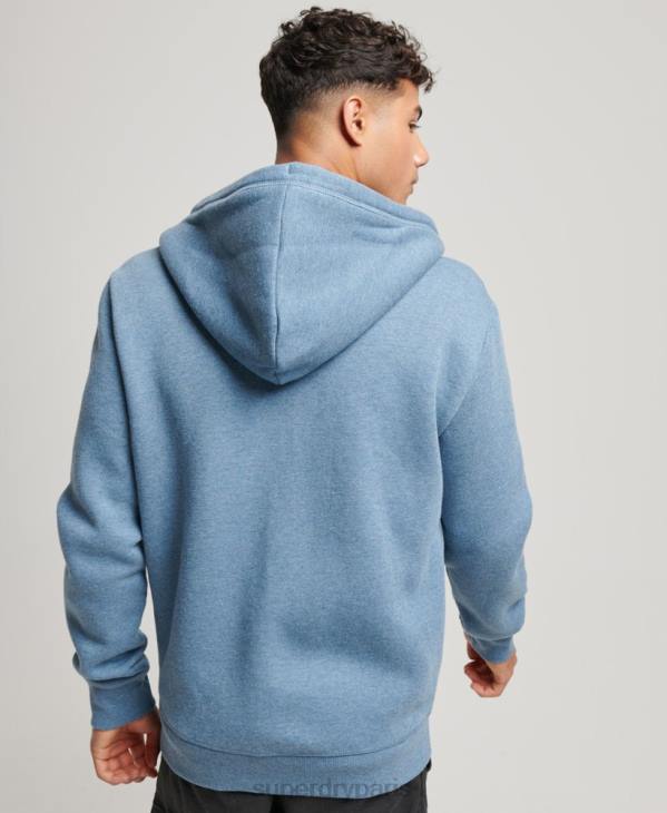 Superdry Hommes sweat à capuche zippé à logo brodé D64Z627 vêtements bleu clair